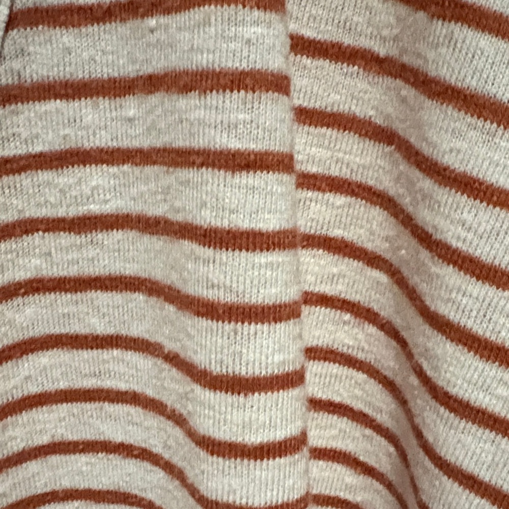 Madewell Plus Sz 2X Linen Blend U-Scoop Striped Pullover Slub Knit Tee GUC - Picture 3 of 3